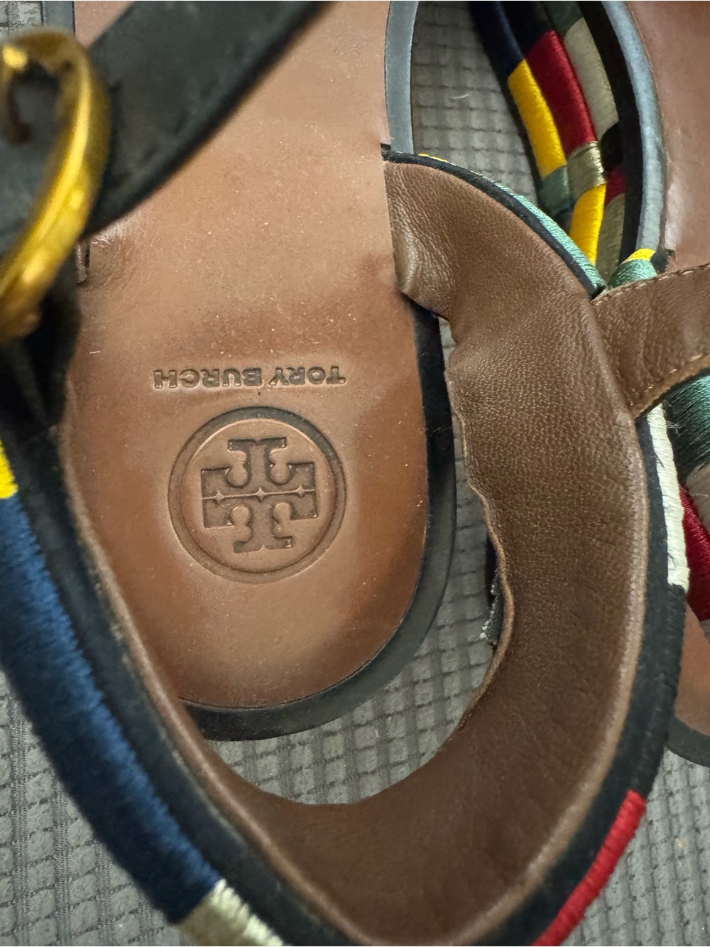 Tory Burch Camilla platform sandal w/stitched colorful bottom and leather upper - Picture 13 of 13